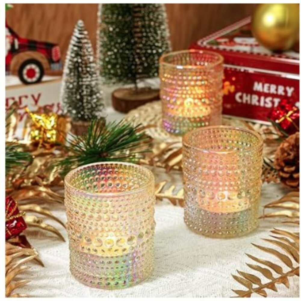 12 Pcs Votive Candle Holders, Glass Holders Bulk for Table Centerpiece - Picture 5 of 5